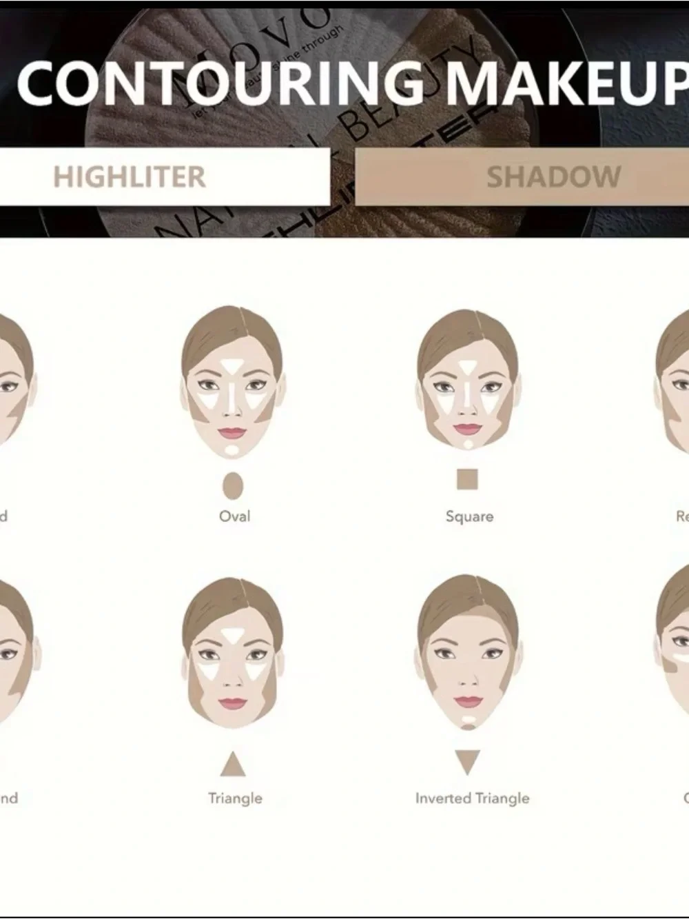 2/$14-MOVO Multi-Tone Radiant Highlighter Palette - Gold, Pink, Bronze